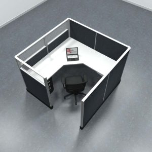 6x6 Office Cubicle Workstation with 53" Panels – Glass & Fabric Options - Image 6