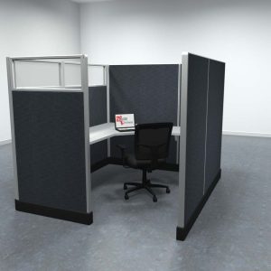6x7 Office Cubicle Workstation with 67" Panels – Glass & Fabric Options - Image 4