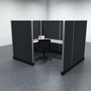 6x8 Office Cubicle Workstation with 67" Panels – Glass & Fabric Options - Image 4