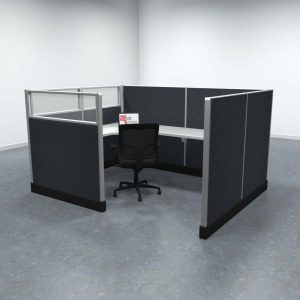 6x8 Office Cubicle Workstation with 53" Panels – Glass & Fabric Options - Image 3