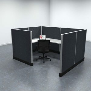 6x8 Office Cubicle Workstation with 53" Panels – Glass & Fabric Options - Image 4