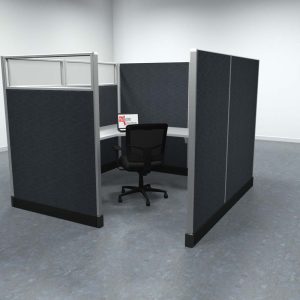 7x7 Office Cubicle Workstation with 67" Panels – Glass & Fabric Options - Image 3