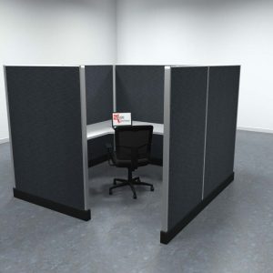 7x7 Office Cubicle Workstation with 67" Panels – Glass & Fabric Options - Image 4