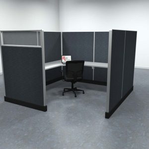 8x8 Office Cubicle Workstation with 67" Panels – Glass & Fabric Options - Image 1