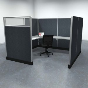 8x8 Office Cubicle Workstation with 67" Panels – Glass & Fabric Options - Image 2