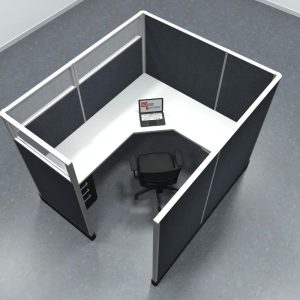 6x7 Office Cubicle Workstation with 67" Panels – Glass & Fabric Options - Image 7