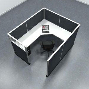6x7 Office Cubicle Workstation with 53" Panels – Glass & Fabric Options - Image 6