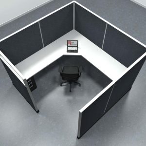 8x8 Office Cubicle Workstation with 67" Panels – Glass & Fabric Options - Image 7