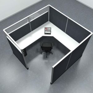 8x8 Office Cubicle Workstation with 67" Panels – Glass & Fabric Options - Image 9