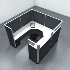 8x8 Office Cubicle Workstation with 67" Panels – Glass & Fabric Options - Image 10