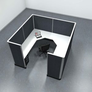 8x8 Office Cubicle Workstation with 67" Panels – Glass & Fabric Options - Image 12