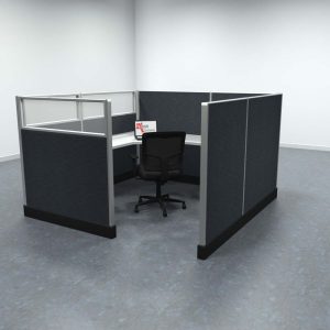 7x7 Office Cubicle Workstation with 53" Panels – Glass & Fabric Options - Image 3