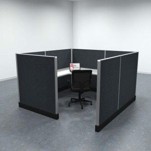 7x7 Office Cubicle Workstation with 53" Panels – Glass & Fabric Options - Image 4