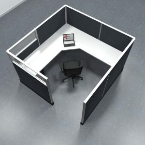 7x7 Office Cubicle Workstation with 53" Panels – Glass & Fabric Options - Image 6