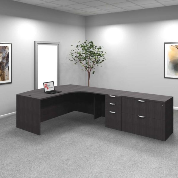 Bow Front L Desk #2 Costal Gray back