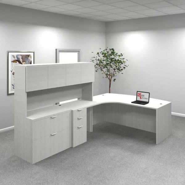 Bow Front L Desk #3 Acadia White back