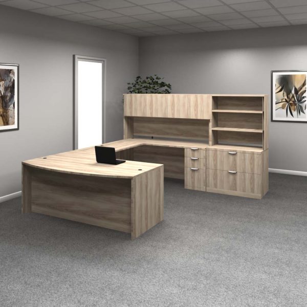 Bow Front U-Shape Desk #3 American Elm front