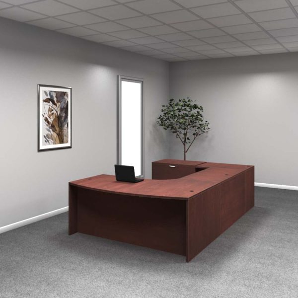 Bow Front U-Shape Desk #4 Cherry front