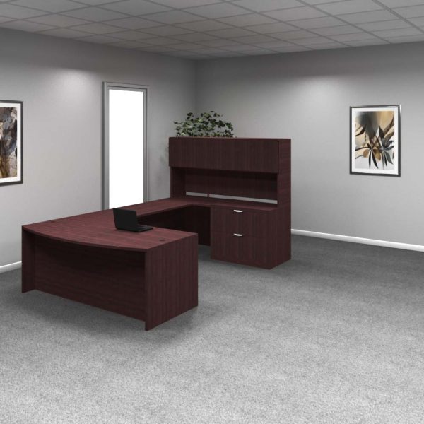 Bow Front U-Shape Desk #5 Mahogany front