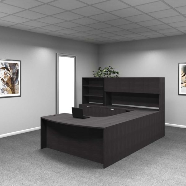 Bow Front U-Shape Desk #6 Coastal Gray front