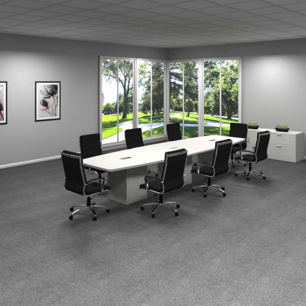 Cube base, boatshaped 14' conference table