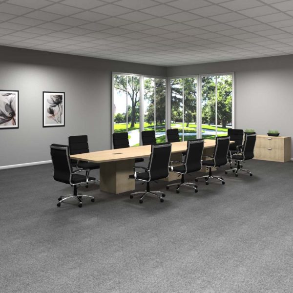 Cube base, boatshaped 16' conference table