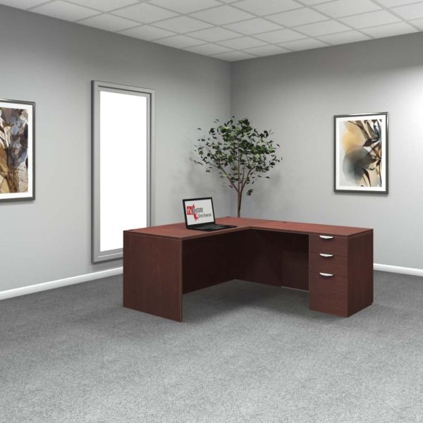 Rectangular L Desk #1 Cherry back