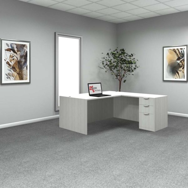 Rectangular L Desk #2 Acadia White back