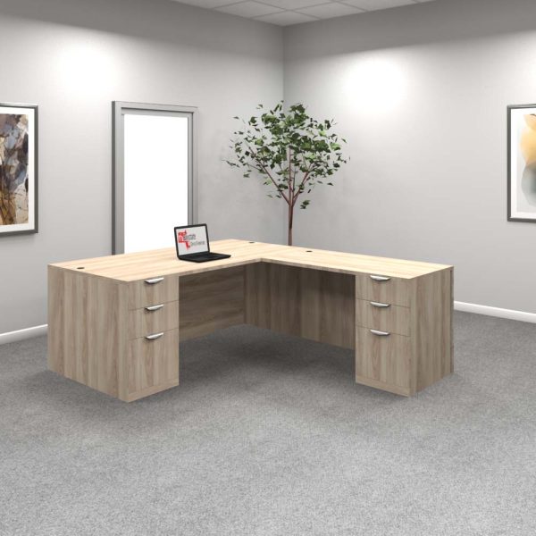 Rectangular L Desk #3 American Elm back