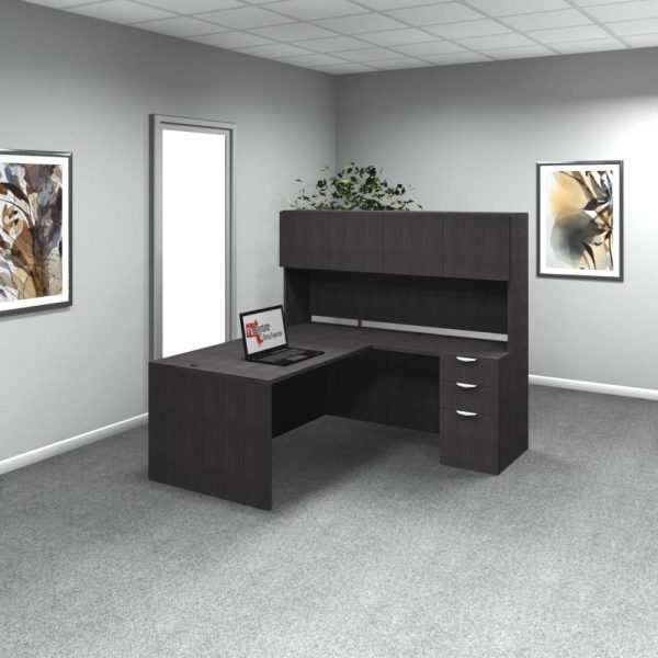 Rectangular L Desk #4 Costal Gray back