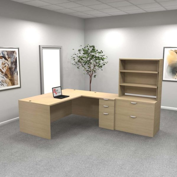 Rectangular L Desk #5 Maple back