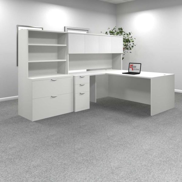 Rectangular L Desk #6 White back