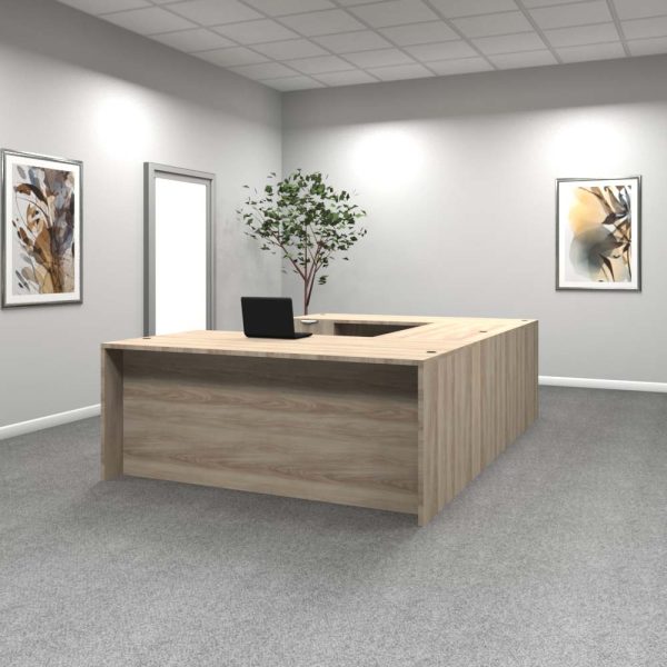 Rectangular U-Shape Desk #1 American Elm front