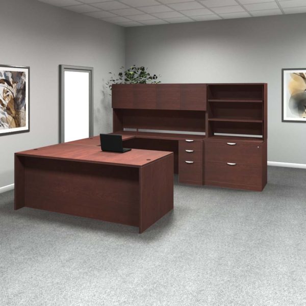 Rectangular U-Shape Desk #3 Cherry front