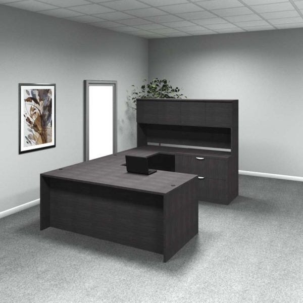 Rectangular U-Shape Desk #5 Costal Gray front