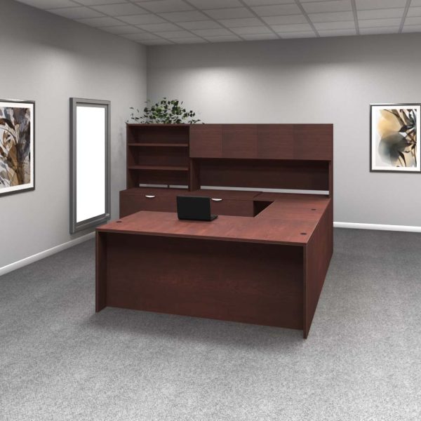 Rectangular U-Shape Desk #6 Cherry front