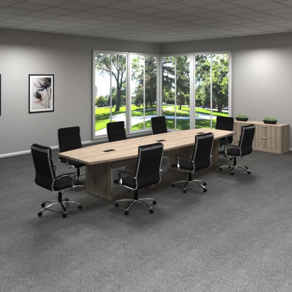 Slab base, boatshaped 14' conference table