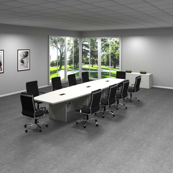 Slab base, boatshaped 16' conference table